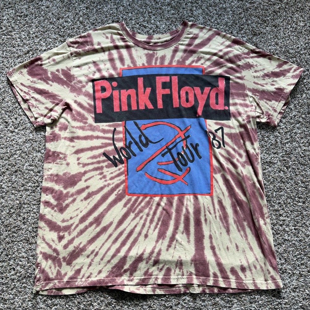 Pink Floyd World Tour 87 Mens Shirt Size 3XL Retro Tie Dye Graphic Band Licensed